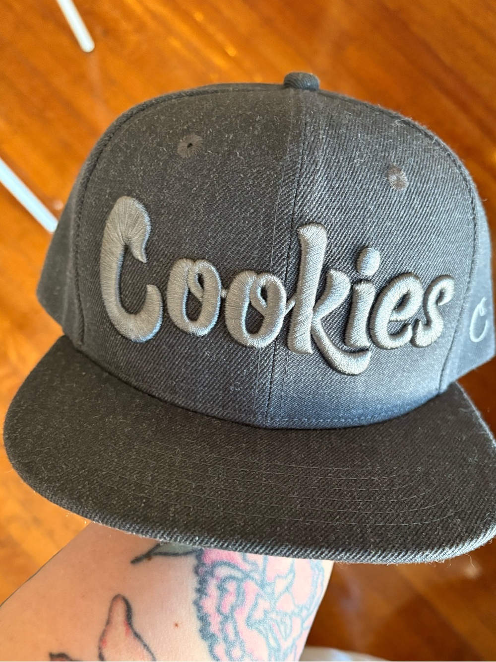 Cookies Embroidered Black/Gray Snapback Hat for Men